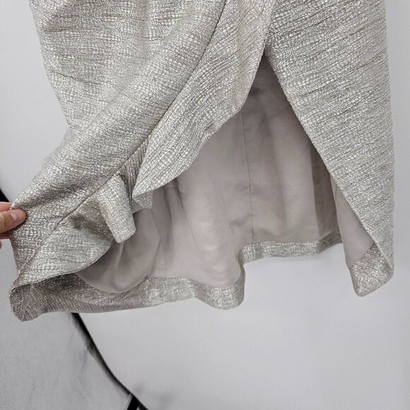 Jonathan Simkhai Plisse Metallic Bustier Ruffle Dress Silver Women’s Size 10 - Picture 5 of 16